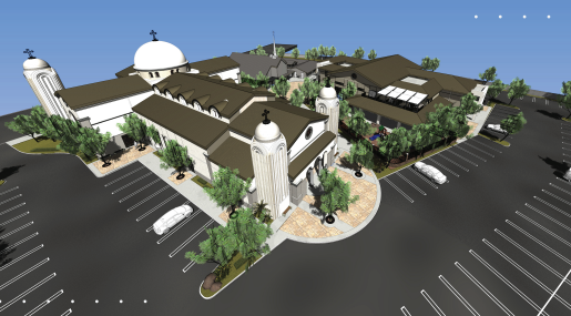 Site plan rendering of the new St. Mary & St. Verena Coptic Orthodox Church and St. Luke Academy